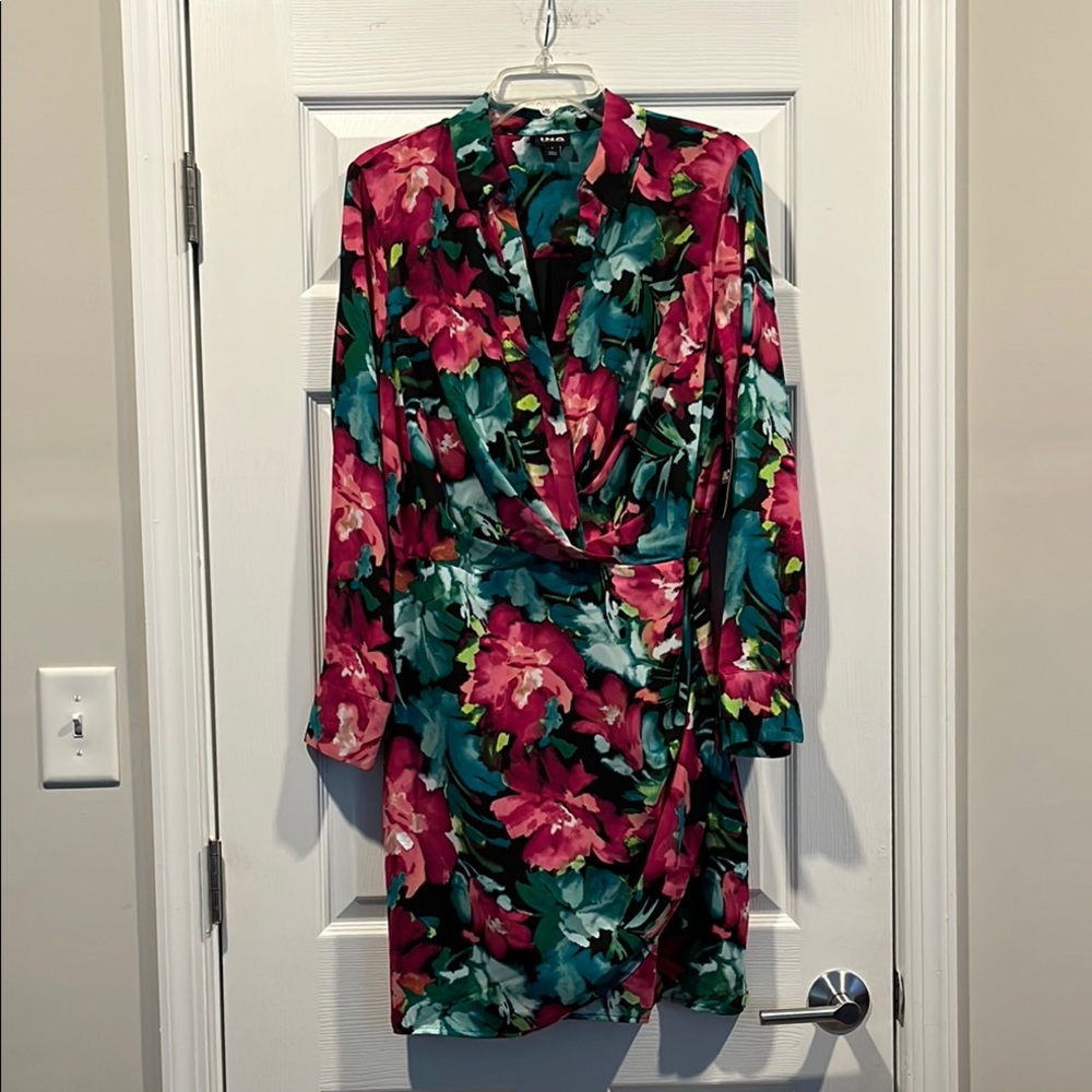 INC International‎ Concepts Long Sleeve Dress Pink and Green